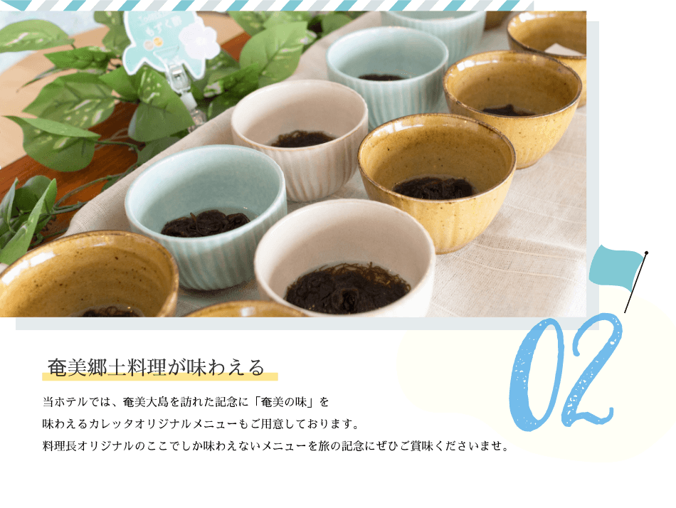 02 奄美郷土料理が味わえる