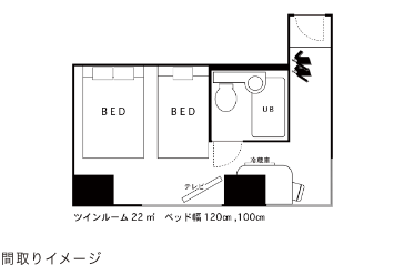 ツインルームB間取り