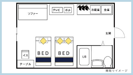 洋室ツインルーム間取り